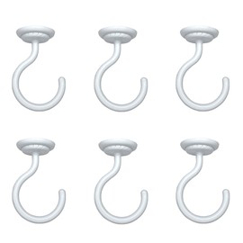 EVSTELUO 6 Sets Large Swag Ceiling Hooks Heavy Duty Swag Hook with Hardware for Hanging Plants Wind Chimes Light Fixtures Bed Netting etc. Ceiling Installation Cavity Wall Fixing (6 Sets White)