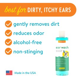 Dogtopia Ear Wash Solution for Pets | Gentle Daily Ear Cleaning Solution (12oz) for Dogs | Non-Stinging, Alcohol-Free Formula to Remove Dirt and Reduce Odor | Promotes Clean and Healthy Ears for Pets