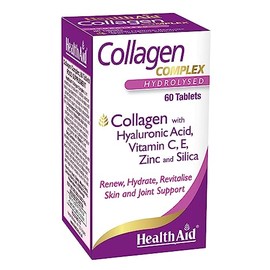 HealthAid Collagen Complex – Marine Hydrolyzed Collagen with Hyaluronic Acid, Vitamins C & E, and Zinc | 60 Tablets (2 Daily) to Support Skin Hydration & Elasticity