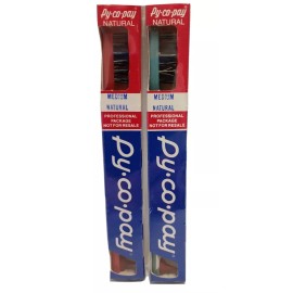 Vtg Py-co-pay Natural Toothbrushes Medium Natural Bristles Rubber Stim Lot of 2