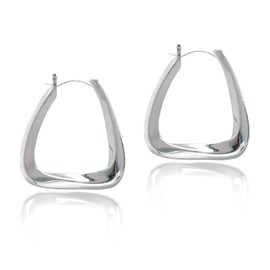 Small Rectangle Hoop Earrings for Women, 925 Sterling Silver 14K Gold Plated Trendy Square Hoops Minimalist U-shaped Earrings Hypoallergenic Oval Huggie Hoop Earrings (Silver)