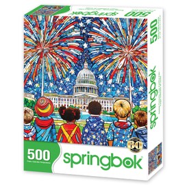 Springbok's Summer Fireworks 500 Piece Jigsaw Puzzle for Adults Features a Colorful and Patriotic FIreworks Celebration - Made in The USA