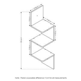 FURINNO Rossi 3-Tier Wall Mount Floating Corner Radial Shelf, Espresso