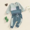 Toddler Baby Boy Tracksuit Clothes Contrast Color Long Sleeve Sweatshirt