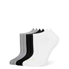 HUE Women's Massaging Liner Sock 6-Pack, Multi-Black/White/Heather Grey, One Size