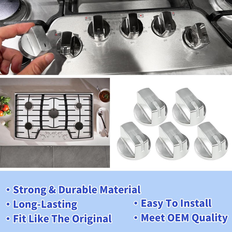 5 Pack AEZ73293801 Burner Control Stove Knobs Replacements Compatible with