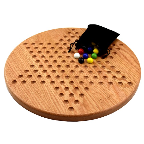 14 inch Solid Oak Wooden Chinese Checkers Board Game