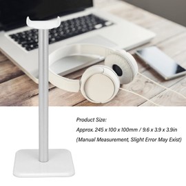 Soporte para Auriculares, Base Antideslizante con Esquinas Redondeadas Soporte para Auriculares con Bandeja de TPU, Soporte para Auriculares con Barra de Soporte de Aluminio (Blanco)