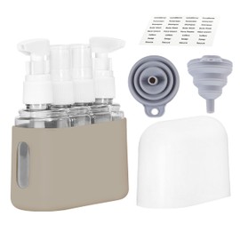 Bpluma - Botellas de viaje, recipientes a prueba de fugas para artículos de cambiador aprobados por la TSA, kits de accesorios de avión para líquidos con etiquetas