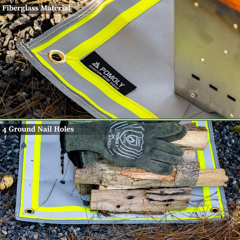 POMOLY Fire Pit Mat,Fireproof Mat Visible at Night-Great for Deck