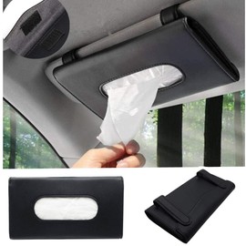 QianBao Car Tissue Holder, PU Leather Tissue Box, Hanging Paper Towel Clip, Sun Visor Napkin Holder, Car Visor Tissue Holder，Paper Towel Box（Black）