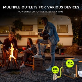 Campzlly 30 Amp to 20 Amp 110 Generator RV Adapter Cord, NEMA L14-30P to 4X 5-15R/5-20R Generator Distribution Adapter, STW 10 AGW, 1.5FT, ETL Listed