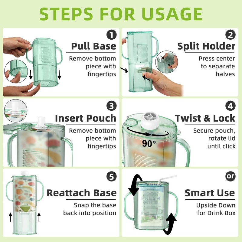 btrfe 2 Pack Pouch Holder No Squeeze for Food Pouches