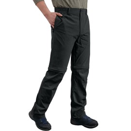 Derminpro Men's Convertible Zip Off Lightweight Cargo Hiking Pants Waterproof Quick Dry Tactical Pants Black Medium