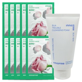 (10 sheets) Innisfree Energy Mask Rose + Visa Trouble Cleansing Foam / (10매)이니스프리 에너지 마스크 로즈+비자 트러블 클렌징 폼