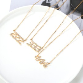 TKMIRA Angel Number Necklace for Women,Gold Plated Cubic Zirconia 111 222 333 444 555 666 777 888 999 Pendants Choker Chain Numerology Jewelry (Gold999)