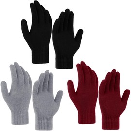 Glooarm Glooarm 3 Pairs Winter Gloves for Men Women Thick Cashmere Magic Winter Gloves Knit Stretchy Mittens Unisex Adults Gloves