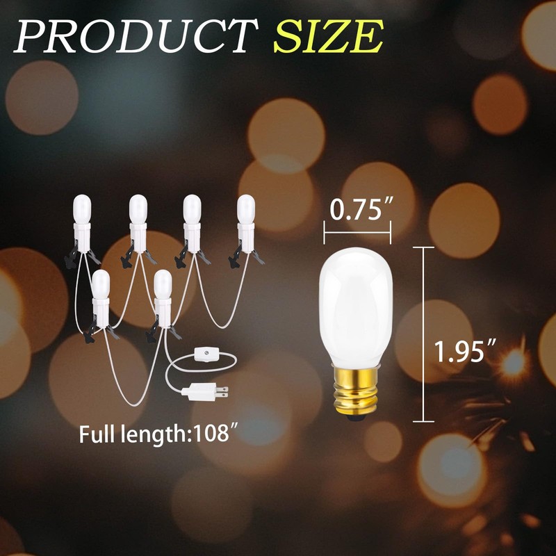 Six Socket Light Set With 8 Bulbs, 108 Inch Cord,