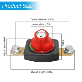 Mandark Car Battery Disconnect Switch, 300A 12V Waterproof Auto Master Power Cut Off Isolator, Heavy Duty Brass Vehicle Battery Disconnector Kill On Off, Universal for Truck RV ATV