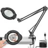 Magnifying Glass with Light and Clamp, 15X 10X Desk Magnifying