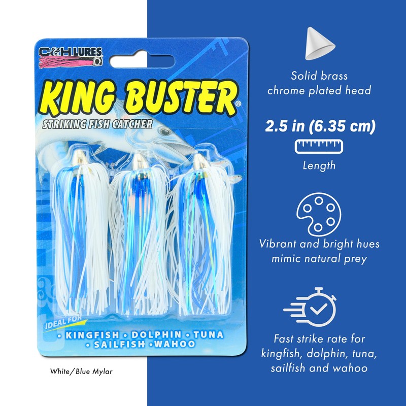 C&H, King Buster Lure, Blue/White Skirt, 1/8 oz / 3.5