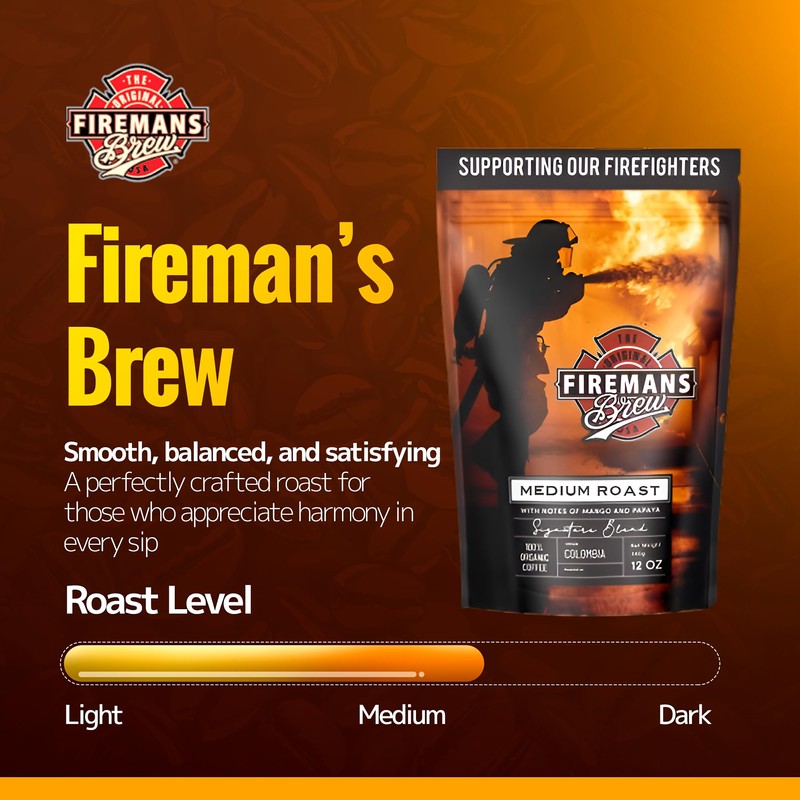 Firemans Brew Medium Roast Coffee – Bold & Robust Ground
