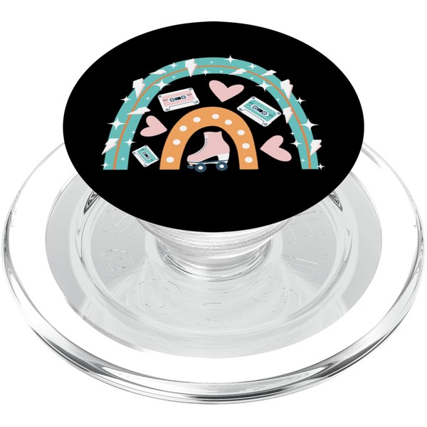 Cool Roller Skating Skate Girl Rainbow Heart Cassette Tape PopSockets