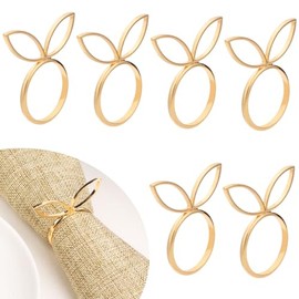 NQEUEPN 6uds Servilleteros de Conejito de Pascua, Orejas de Conejo Doradas Servilletero de Pascua Hebillas Lindas para Servilletas Decoración de Mesa de Cena de Primavera para Fiestas Bodas Banquetes