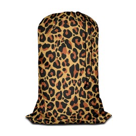 Swono Leopard Pattern Laundry Bag Large Heavy Duty Laundry Backpack with Adjustable Drawstring Closure Leopard Print Spot Animal Skin Laundry Hamper for Traveling Dirty Clothes Organizer, Safari Theme