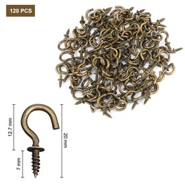 Pack of 120 Small Screw Hooks, Hook Screws, 1/2 Inch, Small Hooks for Screws, Screw Hooks, Small Screw Hooks for Wood, for Hanging Plants, Art Decorations