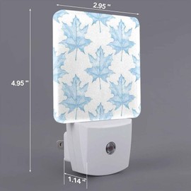 Chrobak LED Night Light,Blue Watercolor Maple Leaves LED Night Light Plug into Wall with Dusk to Dawn Light Sensor White Energy Efficient Nightlight for Bedroom Bathroom Hallway Living Room Kitchen