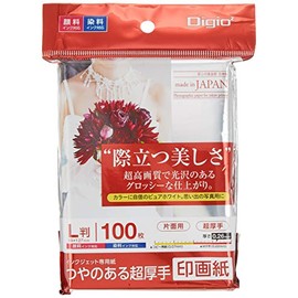 Digio2 Z2918 Photo Paper, Photographic Paper, Glossy, Extra Thick, Strong Gloss, L Size, 100 Sheets
