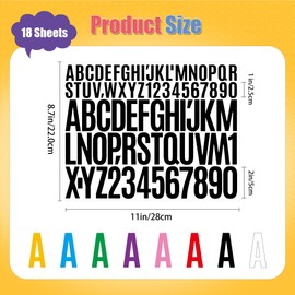 Letter Stickers 18 Sheets Alphabet Sticker 1 inch 2 inch Self Adhesive Waterproof Vinyl Letter Stickers for Scrapbooking Water Bottles Cup Poster Bulletin Board Mailbox Decor (Black, 1+2 Inch)