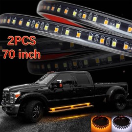 Unbranded 2PC-70" Running Board LED Light Side Step Strip Bar White DRL&Amber Turn Signal