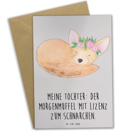 Mr. & Mrs. Panda Grußkarte Tochter Morgenmuffel - Geschenk, lustige Familiensprüche, Geschenke, Glückwunschkarte, Familienhumor, Einladungskarte,