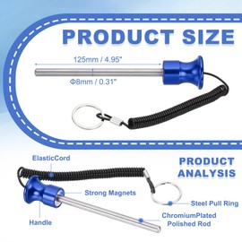 PATIKIL Weight Stack Pin, 5/16" Dia Magnetic Gym Selector Pin 4-15/16" Length Universal Weight Stack Replacement with Pull Rope for Home Commercial Gym Club Blue