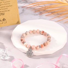 U-Zomir U-Zomir Teacher Appreciation Gifts for Women,Teacher Bracelet with Message Card, Natural Stone Apple Bracelets End of Year Teacher's Gifts from Student