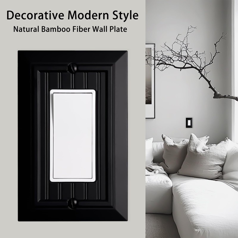 Beadboard Outlet Covers Wall Plates, Bamboo Fiber Light Switch Covers,