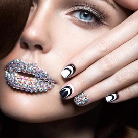 EDA LUXURY BEAUTY AB Colorful Nail Rhinestones Kit - 3D Nail Charms, Nail Gems & Nail Jewels for Nail Art - Nail Crystals & Diamonds for Nails, DIY Rhinestone Kit with Nail Stones for Nail Decor