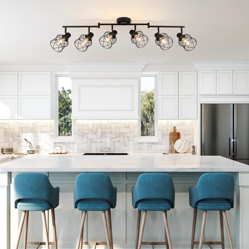 WILON Track Lighting Kit 6 Way Ceiling Spotlight-Industrial Flush Mount