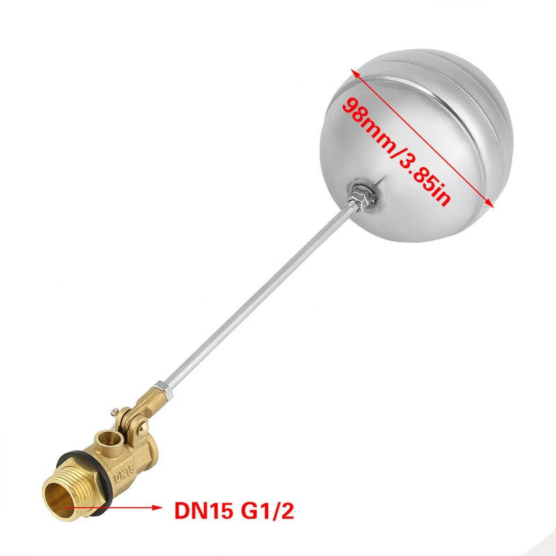 Float Ball Valve DN15 G1/2 Male Thread Brass Stainless Steel
