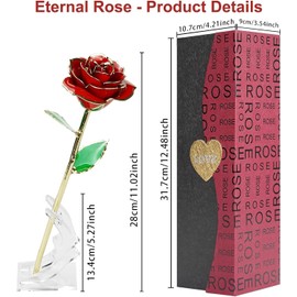 ELEUTH 24K Gold Rose, Eternal Rose Gifts for Women, Gold-Plated Preserved Rose with Stand, Gift Box, Birthday Gift for Women, Girlfriend, Wedding Day, Valentine's Day, Mother's Day Gifts for Mum