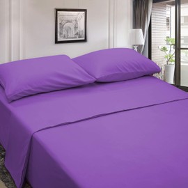 Best Season Microfiber Deep Pocket/Soft 1800 Thread Count 3-Piece Bed Sheet Set (1 Flat Sheet, 1 Fitted Sheet, 1 Pillow Cases), Twin, Violet
