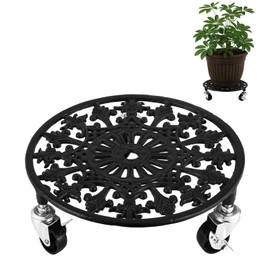 1 Pack Plant Caddy with Wheels 11 Inch Rolling Plant Stand for Large Plants Heavy Duty Plant Rollers Metal Plant Dolly Rustproof Planter Stand Wrought Iron Plant Stands Flower Cart Indoor Outdoor