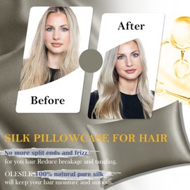 OLESILK 100% Mulberry Silk Pillow Cases 2 Pack, 19 Momme Real Pure Silk Pillowcase Zippered,Soft Breathele for Hair and Skin- Taupe, Standard Size, 20''×26''