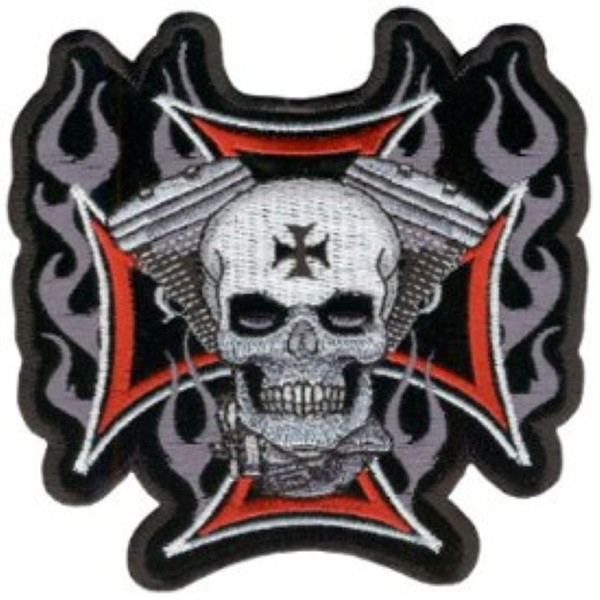 Cross Motor and Skull Patch 10CM X 10CM (4" X