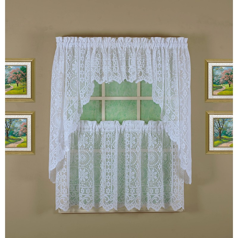 Today's Curtain Hopewell Premium Lace Tier 24", White, 58W x