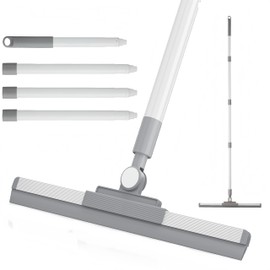 YANGMUM Floor Squeegee for Concrete Floor, Long Handle Shower Squeegee, Squeegee Broom, Magic Air Broom, 14'' Rubber Blade,52'' Extension Pole, for Shower Glass Doors, Bathroom Tile, Pet Hair, Window