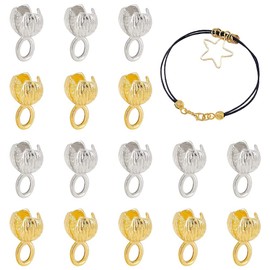 SUPERFINDINGS Brass Bead Tips, Platinum & Golden Brass, Open Clamshell, Foldable, Bead Tips, Knot Covers, End Caps for Jewellery Making, 6 x 11 x 7 mm, Pack of 40