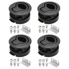 CADUFUELLY 4 Set Flush Pull Latch, 61mm/2.4 in Marine ABS Black Flush Pull Latch, Round Pull Latch Flush for Major Ship Yacht Manufacturers Hatches